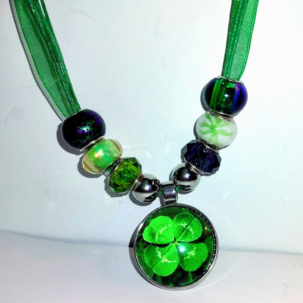4-LEAF Clover Necklace European Big-hole Beads